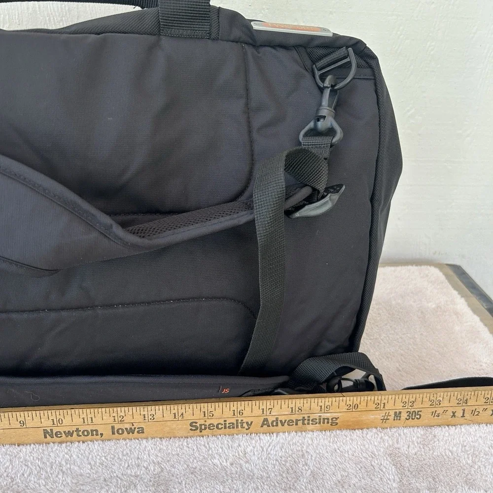 Vintage Jansport Duffle Luggage Black W/ Leather Handle Patches Removable Strap